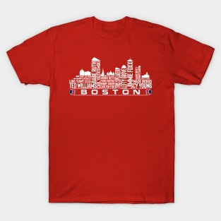 Boston Baseball Team All Time Legends, Boston City Skyline T-Shirt